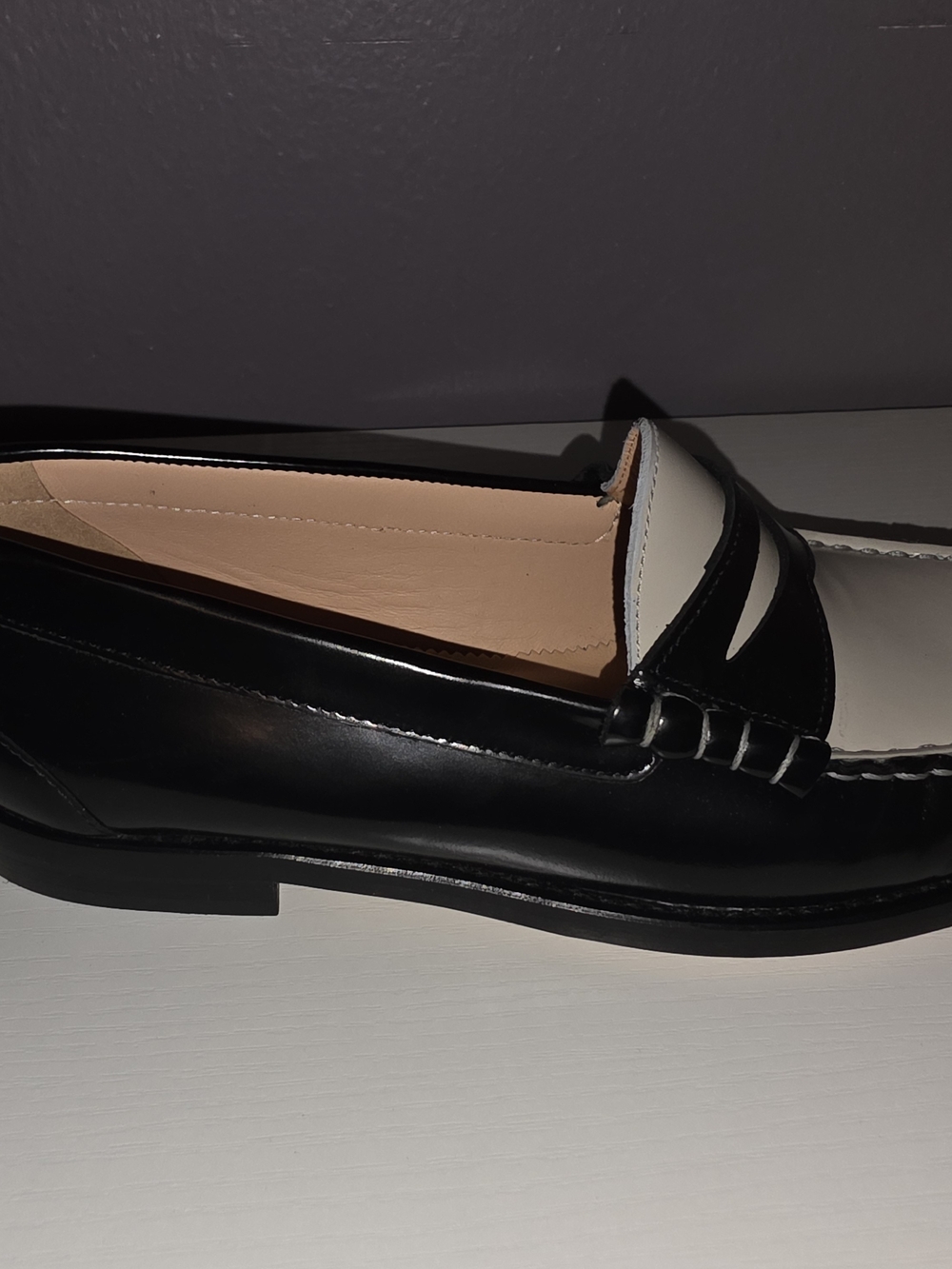 J. Crew Black and Cream Penny Loafers WOMENS - Picture 7 of 7